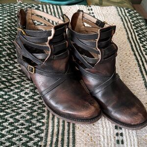 Freebird Distressed Black and Brown Ankle Boots